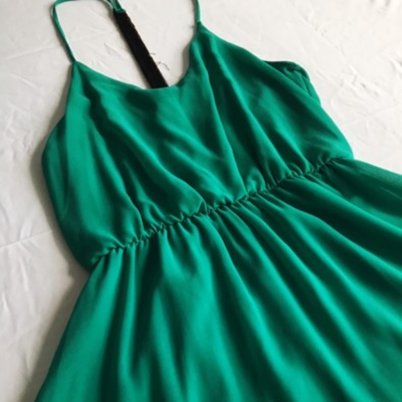 emerald green flare dress